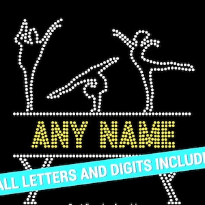 Gymnastics Rhinestone Template: Customizable Name & Numbers (SVG, DXF, EPS Digital Download