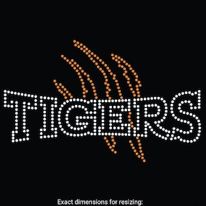 TIGERS with scratches Rhinestone Templates, cheerleader, fan, leotard, gradient fill rhinestone digital download, svg, png, dxf