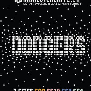 DODGER 3 sizes ss6, ss8, ss10 Rhinestone Templates, cheerleader, fan, leotard, gradient fill rhinestone digital download, svg, png, dxf