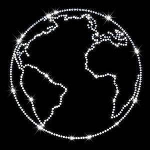 Earth Globe Rhinestone SVG Template – World Map Outline Design for Global Unity Apparel