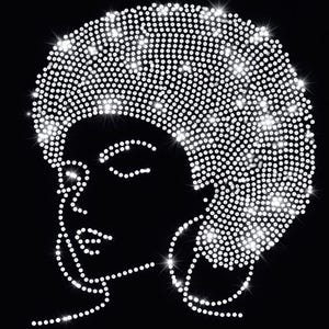 Afro Woman Rhinestone Template – SS10 SVG DXF PNG – Black Girl Magic Bling Design