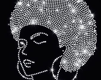 Afro Woman Rhinestone Template – SS10 SVG DXF PNG – Black Girl Magic Bling Design