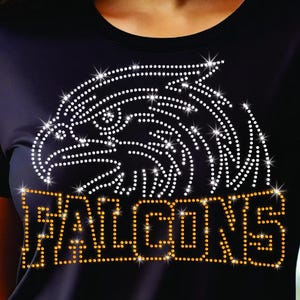 Plantilla SVG de diamantes de imitación de halcones / Diseño de mascota bicolor con brillo (descarga digital)