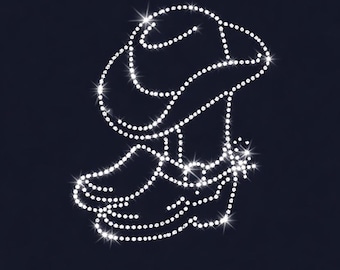Cowboy, cowgirl boots, hat rhinestone template digital download, svg, eps, png, dxf