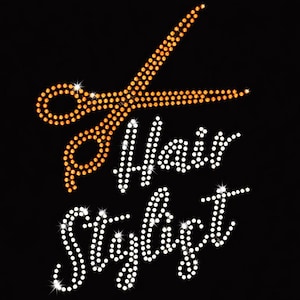 Friseur mit Schere Strass Vorlage digitaler Download, svg, eps, png, dxf