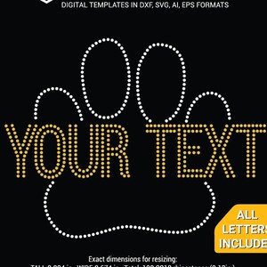 Dog Paw Outline Plus Any Text All Letters and Digits Included ...