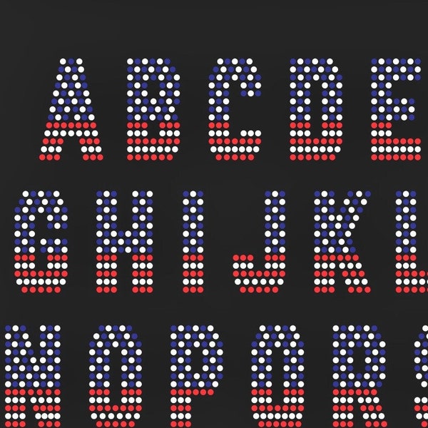 USA flag letters digital download, svg, eps, png, dxf rhinestone template