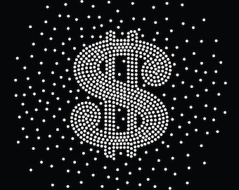 Dollar sign scattered rhinestone template digital download, svg, eps, png, dxf