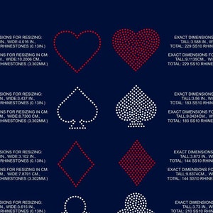 Playing Card Symbols, Heart, Club, Diamond, Spade rhinestone template digital download, svg, eps, png, dxf