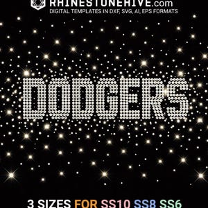 ドジャース ラインストーン テンプレート、SS6 SS8 SS10、SVG PNG DXF (デジタル ダウンロード)
