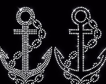 2 Anchor designs rhinestone template digital download, svg, eps, png, dxf