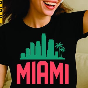 Miami City Skyline SVG | Palm Tree Silhouette Cut File