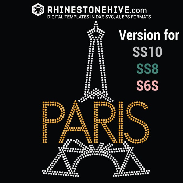 Paris Eiffel tower art deco rhinestone template digital download, ss10 ss8 ss6 svg, eps, png, dxf