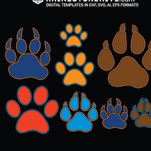 Paw, dog, wildcat, animal&#39;s paws  vinyl and rhinestone templates digital download, svg, eps, png, dxf