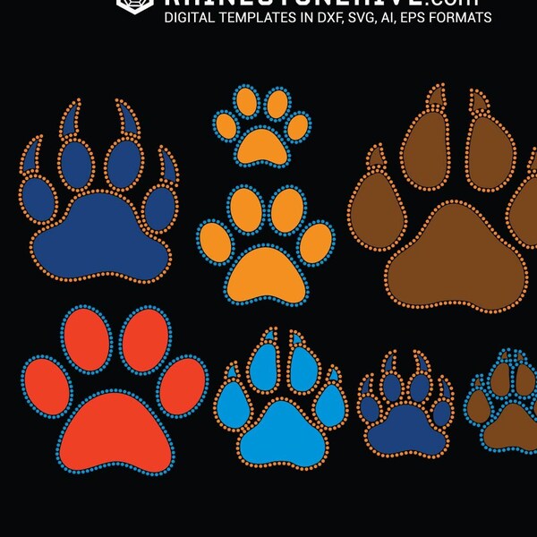 Paw, dog, wildcat, animal's paws  vinyl and rhinestone templates digital download, svg, eps, png, dxf