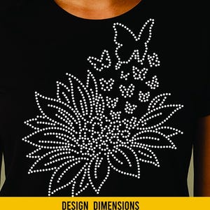 Butterfly Flower Rhinestone SVG Template | Bling Floral Cut File for Cricut Silhouette | DIY Sparkle Shirt Design
