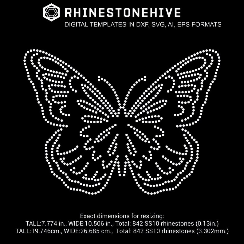 Download 4 Large Butterflies rhinestone template digital download ...