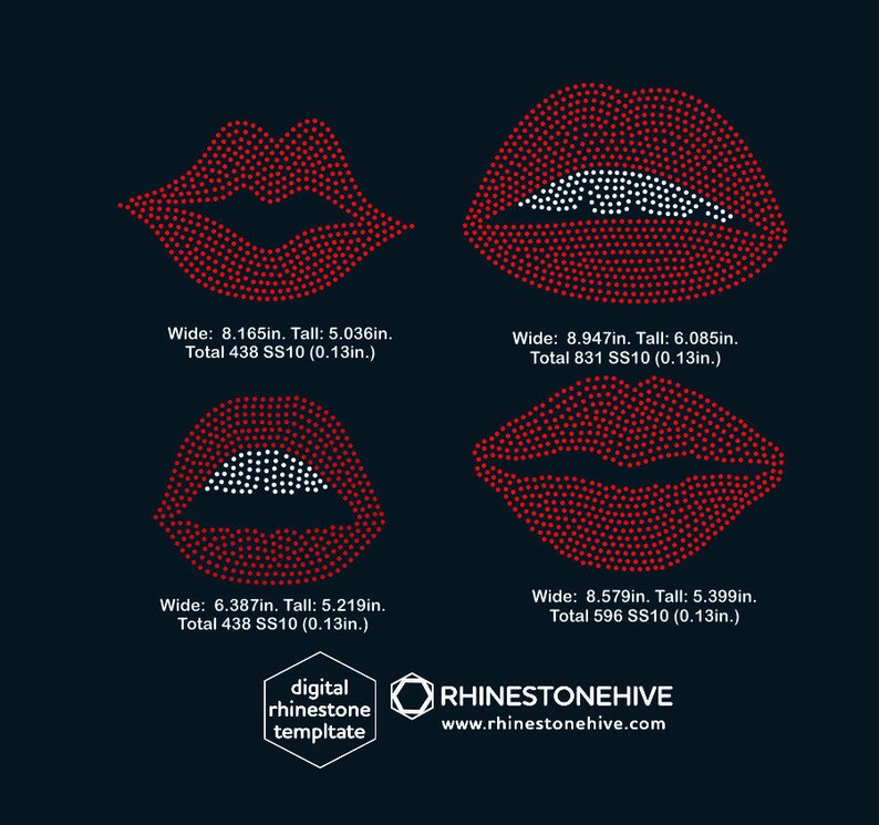 Download Lips rhinestone template digital download svg eps png dxf | Etsy