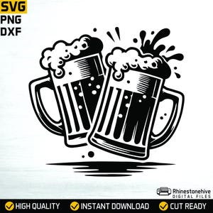 Beer Mugs Cheers SVG PNG: Celebration Party Design (Digital Download)