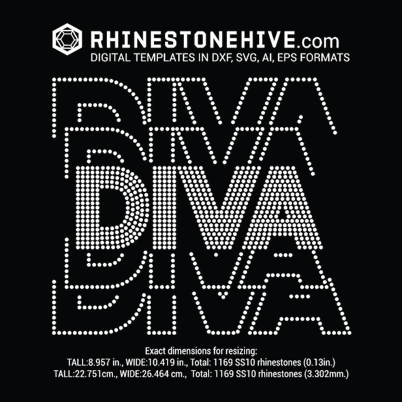 DIVA Rhinestone SVG Template | SS10 Bling Design (digital Download) - Etsy