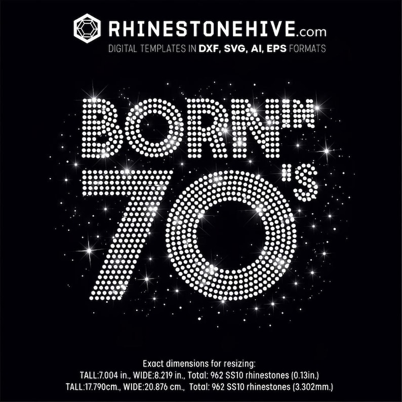 Born in 70's Rhinestone Templates Digital Download, Svg, Eps, Png, Dxf ...