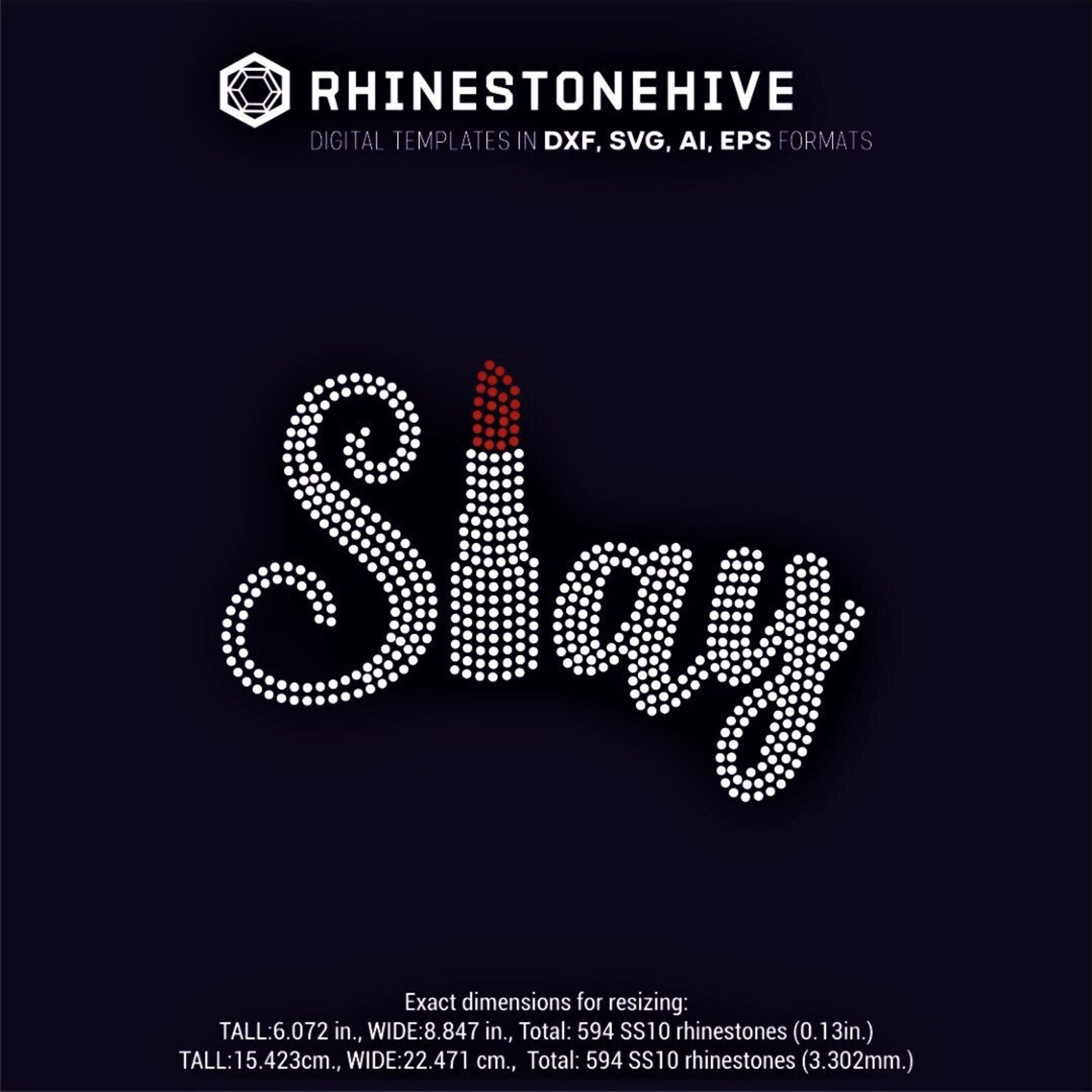 Slay Rhinestone Template Digital Download, Svg, Eps, Png, Dxf - Etsy