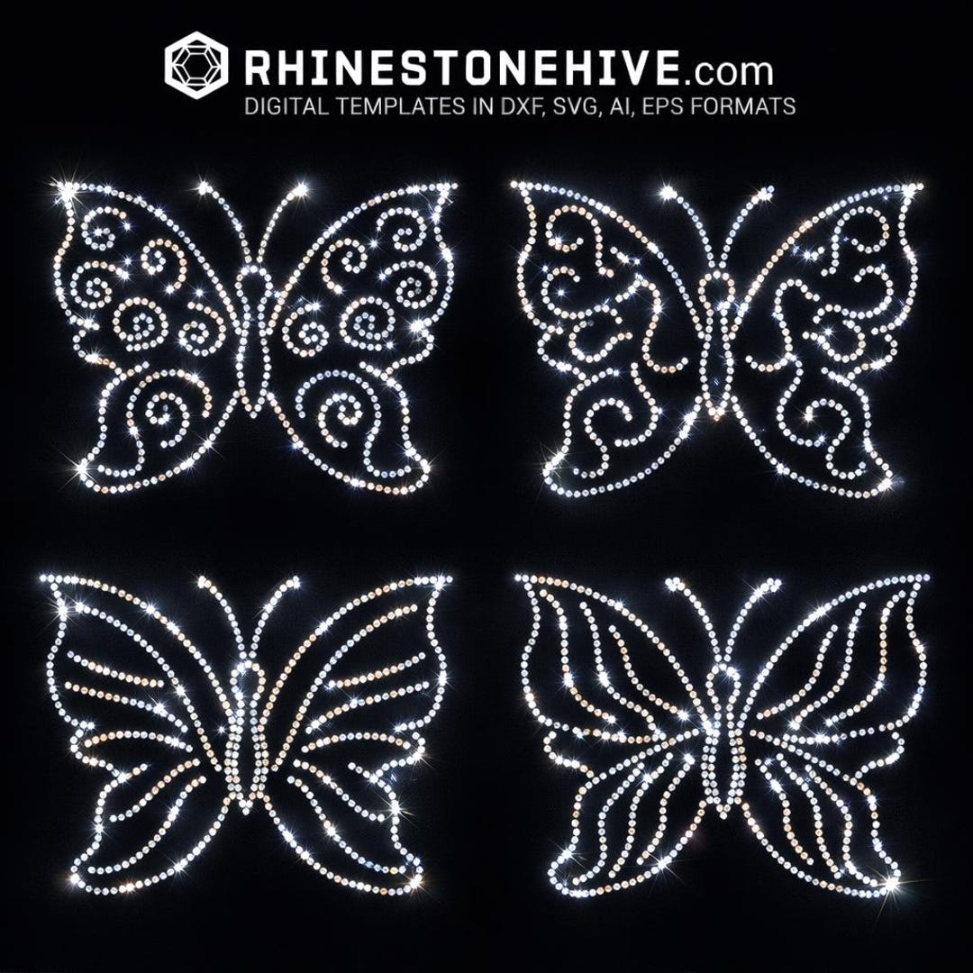 Butterfly Rhinestone Template: 4 Design Bundle (digital Download) - Etsy