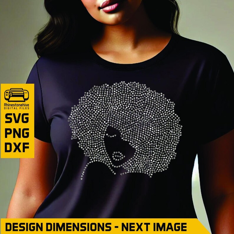 Afro Woman Rhinestone SVG Template | Black Girl Magic Bling (digital ...