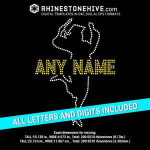 Graduated plus any name all letters and digits included rhinestone template digital download, svg, eps, dxf rhinestone template