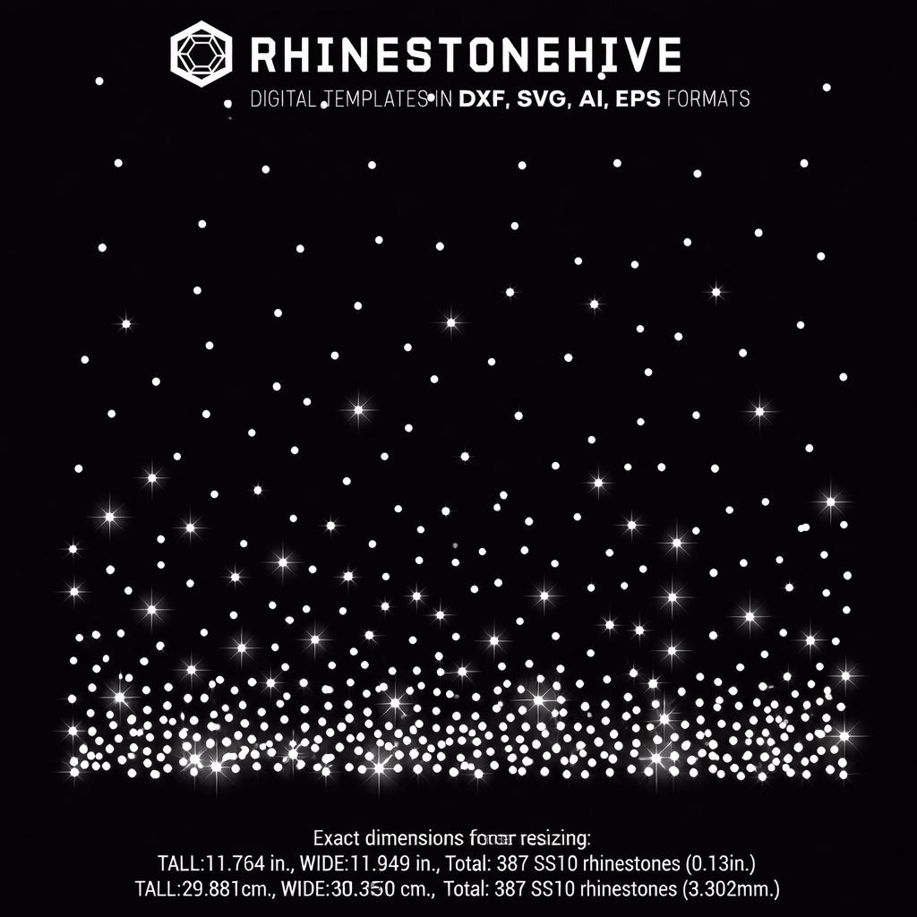 12in. Pattern Scattered, Gradient Rhinestone Template, Rhinestone ...