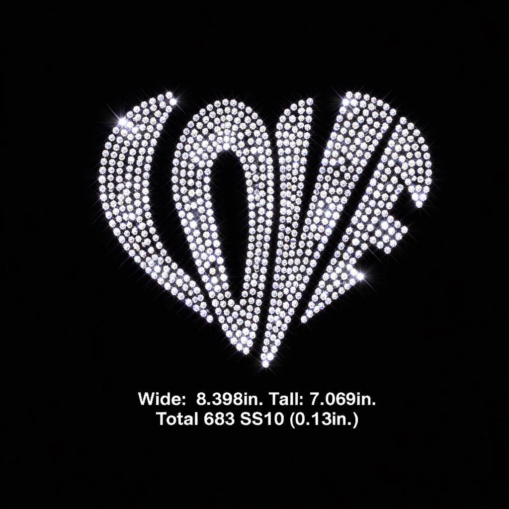Heart Vector Rhinestone Love Heart Shape Rhinestone Template Digital Download, Svg, Eps, Png ...