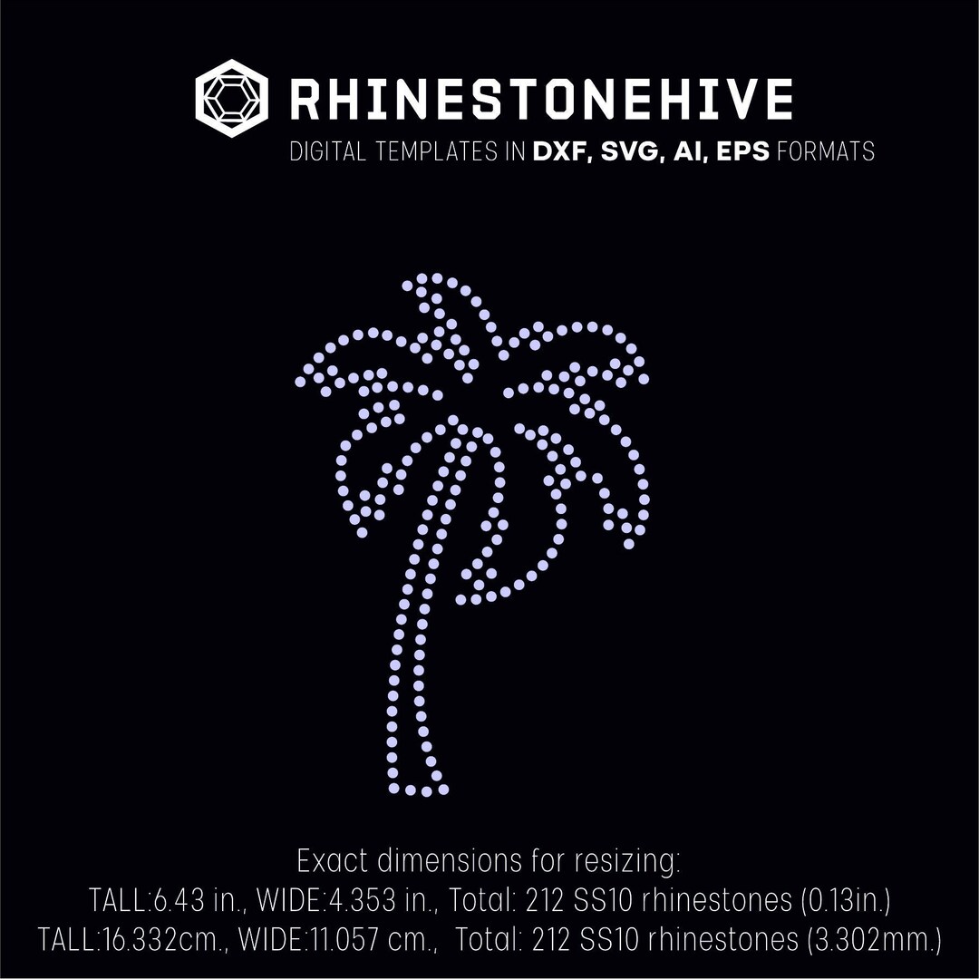 Palm Tree Rhinestone Template, Rhinestone Digital Download, Svg, Eps ...