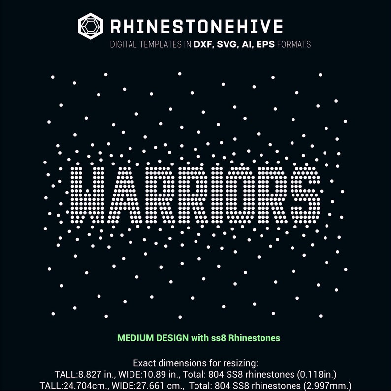 Warriors 3sizes Ss6 Ss8 Ss10 Rhinestone Templates - Etsy