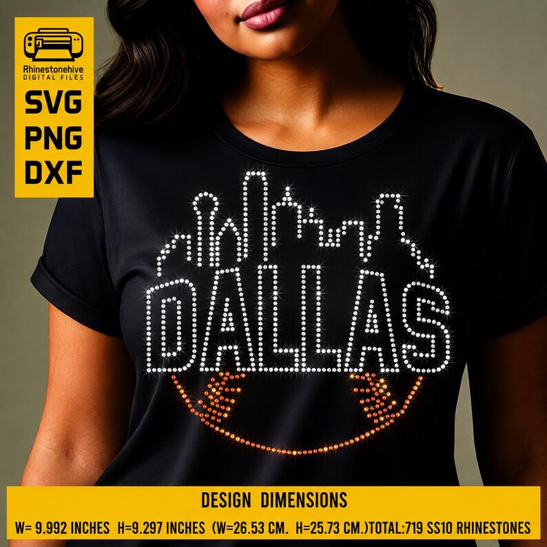 Dallas Baseball Rhinestone Template SVG | SS10 Two-color Bottom ...