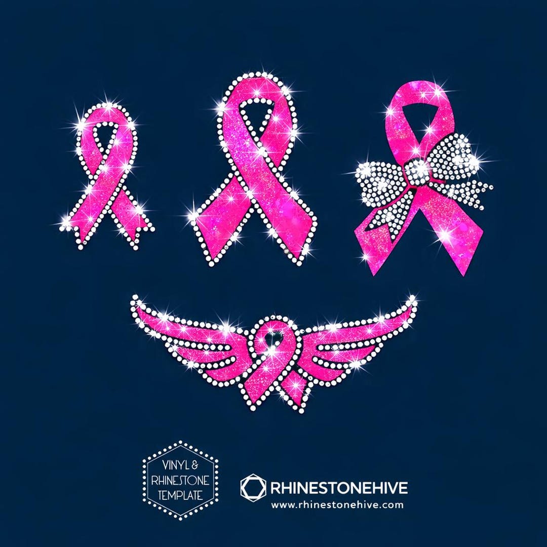 Cancer Awareness Ribbon Rhinestone Template (digital Download) - Etsy