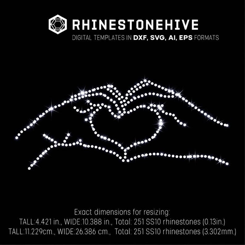 Heart Vector Rhinestone Heart Shape Hands Rhinestone Template, Rhinestone Digital Download, Svg ...