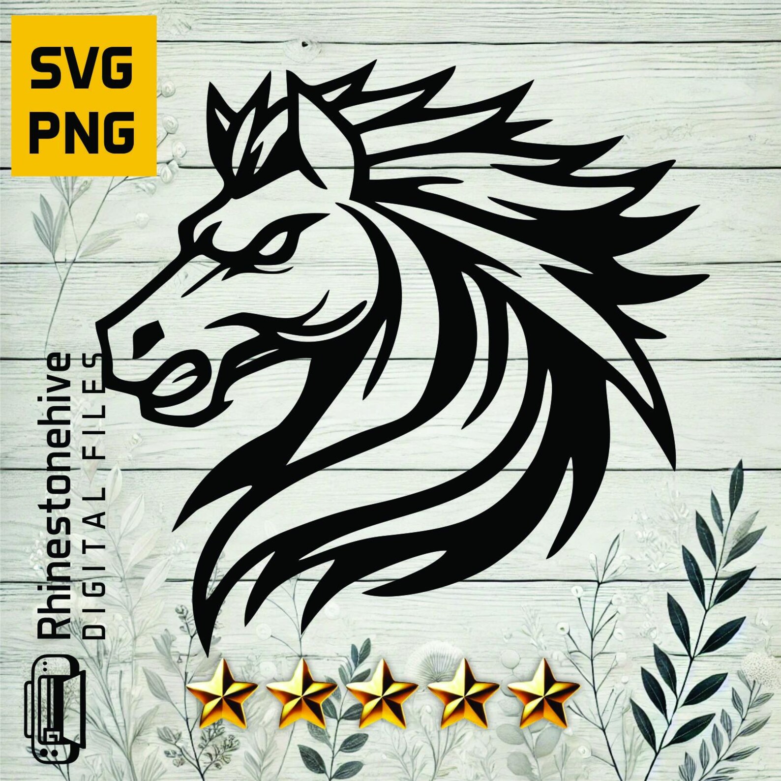 Wild Stallion Horse Head SVG | Equestrian Logo Clipart (digital ...