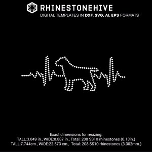 Dog Heartbeat EKG rhinestone template digital download, svg, eps, png, dxf rhinestone template