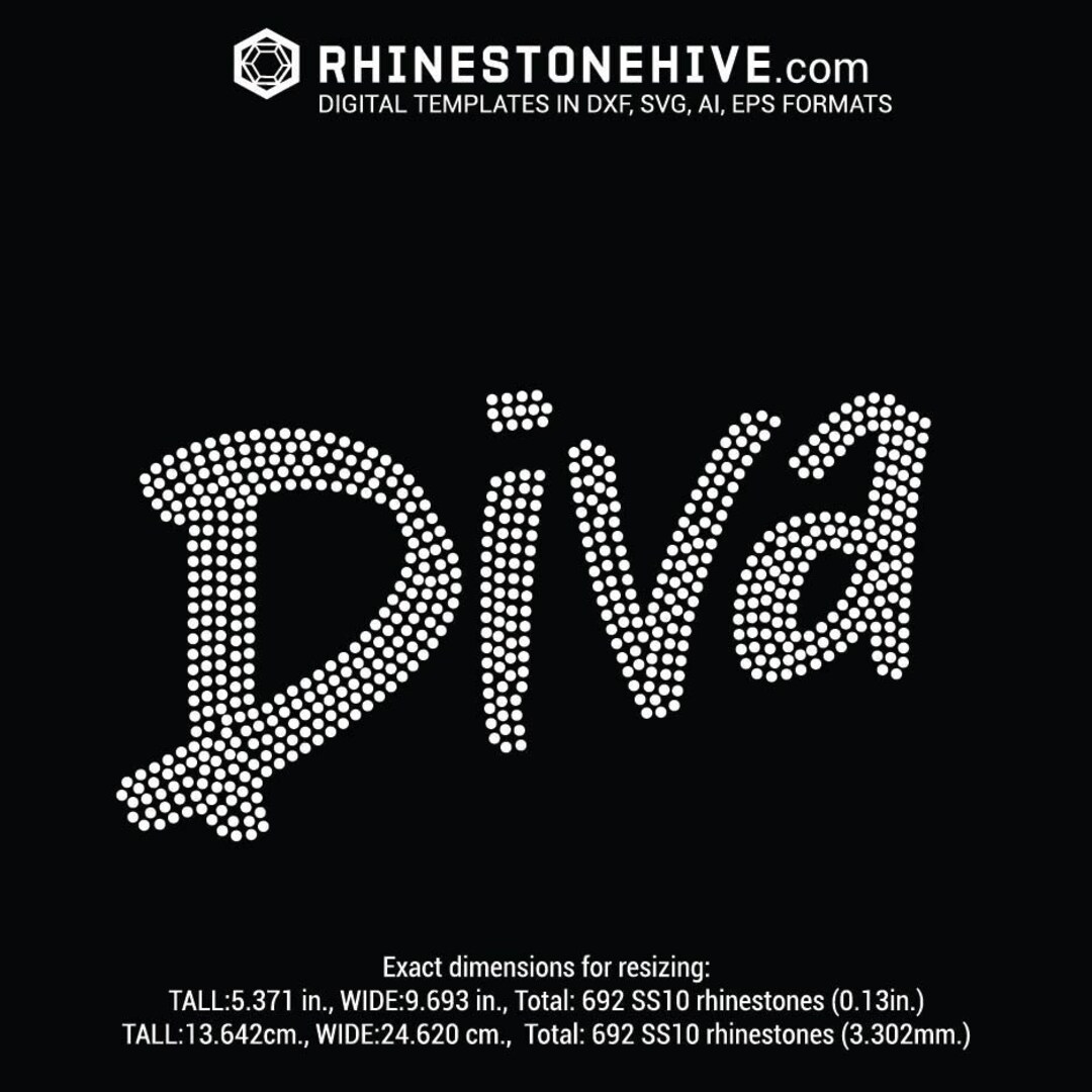 DIVA Brush Style Rhinestone Template Digital Download, Svg, Eps, Png ...