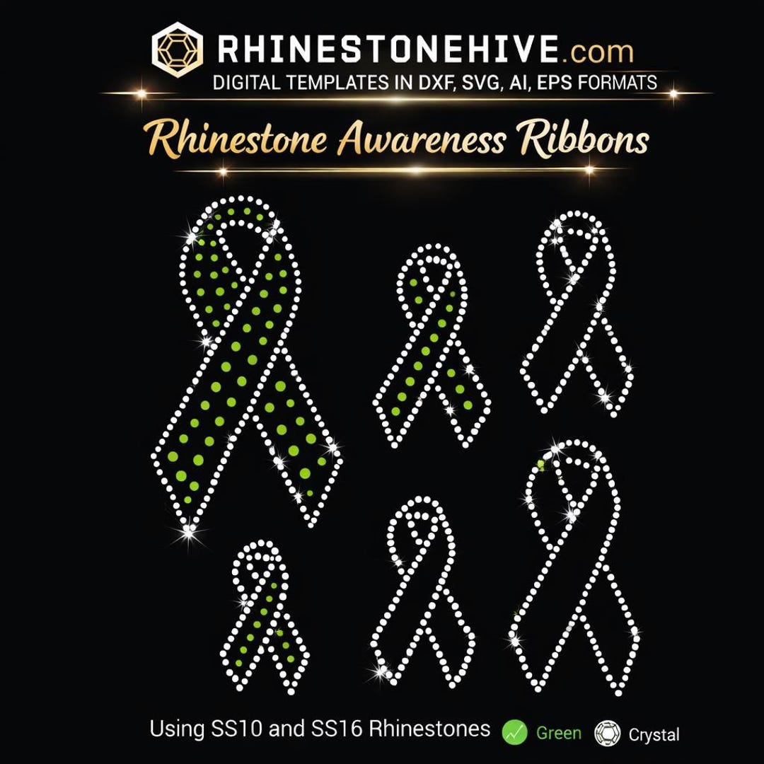 Wire Cancer Ribbon Forms Cancer Awareness Ribbon SS10, SS16 Size Rhinestone Template Digital ...