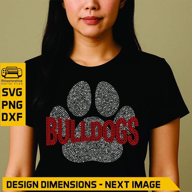 Bulldogs Paw Print Rhinestone Template | Mascot Bling Design (SVG, PNG ...