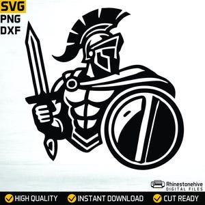 Spartan Warrior SVG | Gladiator Sword Shield Vector (Digital)