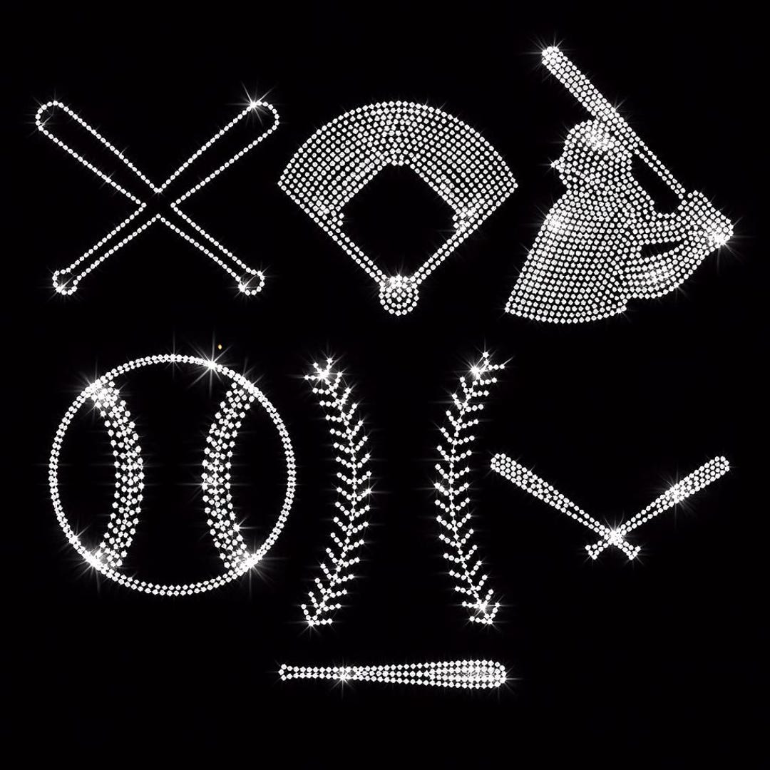 Baseball Rhinestone Template: Bats, Ball, Base Designs (digital ...