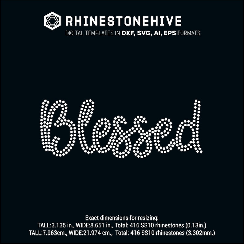 Blessed Rhinestone Template, SS10 Design (digital Download) - Etsy