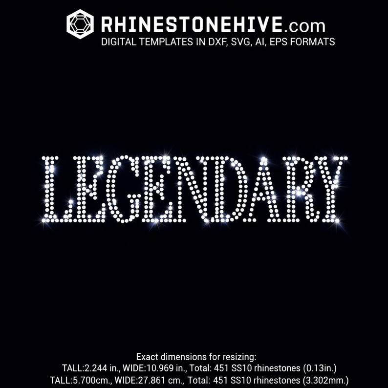 Legendary Rhinestone Template SVG: Bold Bling Word Art (digital ...