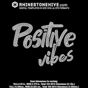 Positieve vibes strass SVG-sjabloon | Motiverend bling ontwerp PNG Dxf EPS Cricut silhouet