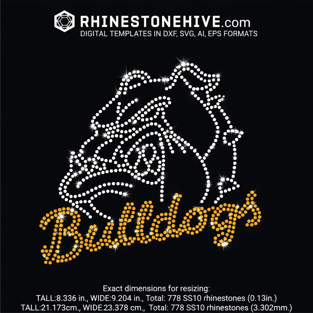 Bulldogs Dog and Word Large Rhinestone Digital Download, Svg, Png, Dxf ...