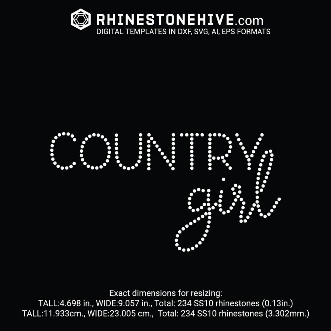 Country Rhinestone Patterns COUNTRY Girl Rhinestone Template Digital Download, Svg, Eps, Png, Dxf ...