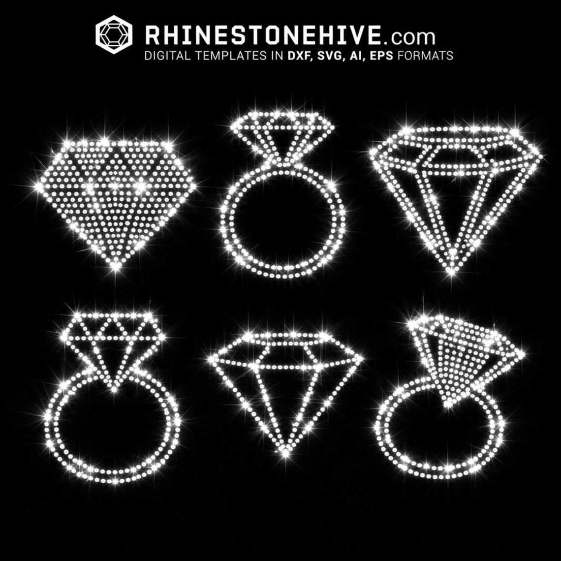 Dimond Rings Template BUNDLE: Diamonds, Rings, Wedding Rhinestone Template Digital Download ...