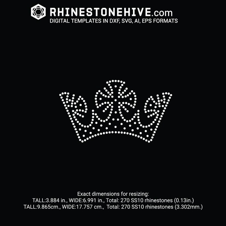 Rhinestone Crown Template, Queen Design (svg, Eps, Png, Dxf) (digital ...